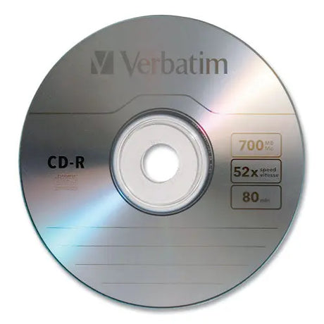 VERBATIM VERBATIM CD-R Recordable Disc, 700 MB/80 min, 52x, Slim Jewel Case, Silver, 10/Pack - 94935