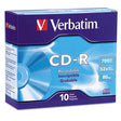 VERBATIM VERBATIM CD-R Recordable Disc, 700 MB/80 min, 52x, Slim Jewel Case, Silver, 10/Pack - 94935