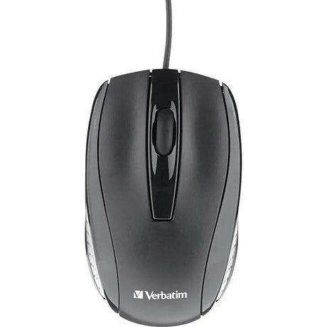 VERBATIM Verbatim Corded Optical Mouse - Black - Optical - Cable - Black - Scroll Wheel