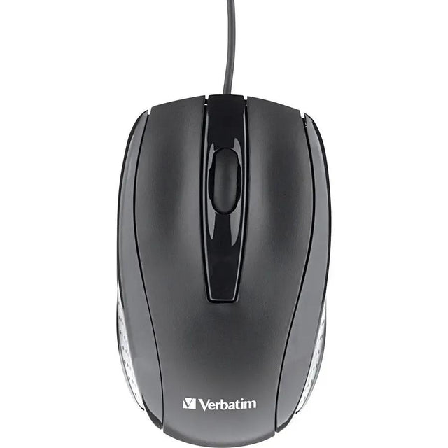 VERBATIM Verbatim Corded Optical Mouse - Black - Optical - Cable - Black - Scroll Wheel