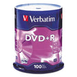 VERBATIM VERBATIM DVD+R Recordable Disc, 4.7 GB, 16x, Spindle, Silver, 100/Pack - 95098