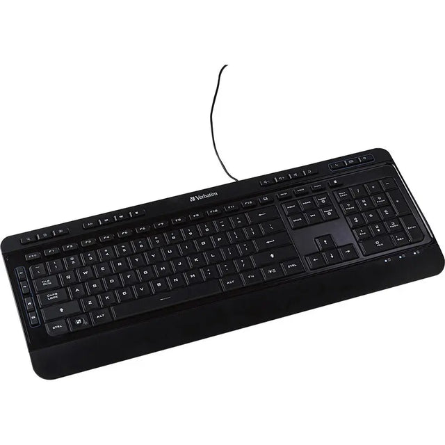 Verbatim Illuminated Wired Keyboard - Cable Connectivity - USB Type A Interface Media Player Hot Key(s) - Windows, Mac OS, Linux - Black - 99789 VERBATIM