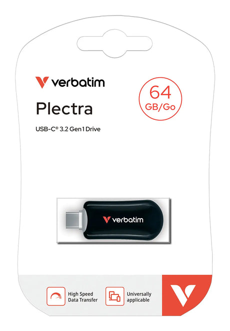 VERBATIM Verbatim Plectra USB-C Flash Drive Black 64GB - 30224