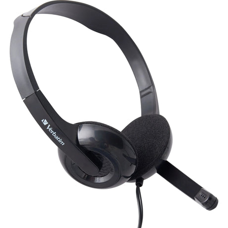 Verbatim Stereo Headset with Microphone - Stereo - Mini-phone (3.5mm) - Wired - 32 Ohm - 20 Hz - 20 kHz - Over-the-head - Binaural - Circumaural - 5.74 ft Cable - Omni-directional Microphone - 70721 VERBATIM