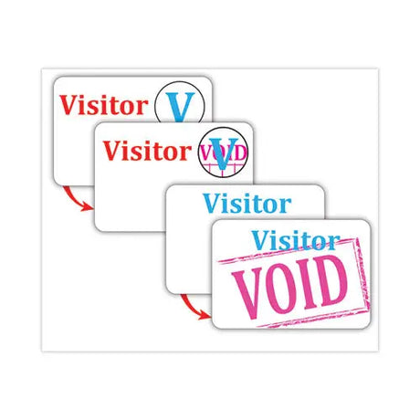 VERBATIM VERBATIM Time's Up! Self-Expiring Visitor Badges, One-Day Badge, 3 x 2, White, 100/Box - 97005