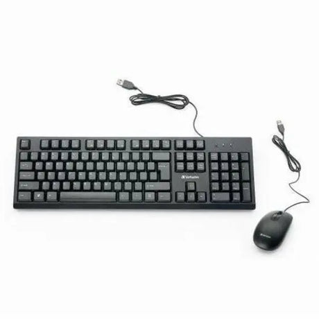 VERBATIM Verbatim Wired Keyboard and Mouse - USB Cable Keyboard - USB Mouse - 1000 dpi - Multimedia Hot Key(s) - Symmetrical - Compatible with Linux, Windows, Chrome OS, Mac, PC, Mac OS - 70734