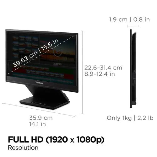 VIEWSONIC Viewsonic VP Series VP16-OLED computer monitor 40.6 cm (16") 1920 x 1080 pixels Full HD Touchscreen Black